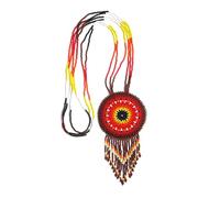 Native American Style Seed Beads beaded Layered Medallion Tribal ethnic Beaded Necklace MN-25-33, One Size, Glass, No Gemstone