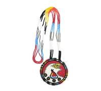 Native American Style Seed Beads beaded Layered Medallion Tribal ethnic Beaded Necklace MN-25-33, One Size, Glass, No Gemstone