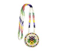 Native American Style Seed Beads beaded Layered Medallion Tribal ethnic Beaded Necklace MN-25-33, One Size, Glass, No Gemstone