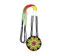 Native American Style Seed Beads beaded Layered Medallion Tribal ethnic Beaded Necklace MN-25-33, One Size, Glass, No Gemstone