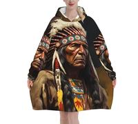 Native American the Old Chief Blanket Hoodies For Women And Men Adult Oversize Wearable Blanket Hoodies For Soft And Warm