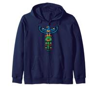 Native American Thunderbird Bear Salmon Totem Design Zip Hoodie