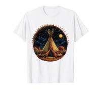 Native American Tipi Tent Artwork Canyon Indian Tribe Value Graphic T-Shirt, Men, White, S