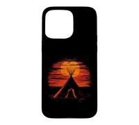 Native American Tipi Tent Indian Tribe Landscape Sunset Case for iPhone 15 Pro Max