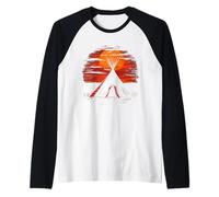 Native American Tipi Tent Indian Tribe Landscape Sunset Raglan Baseball Tee