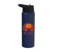 Native American Tipi Tent Indian Tribe Landscape Sunset Stainless Steel Insulated Water Bottle