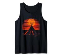 Native American Tipi Tent Indian Tribe Landscape Sunset Tank Top