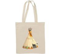Native American tipi tent tribal art Natural Cotton Tote Bag White