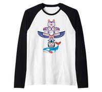 Native American Totem Pacific Northwest Ecosystem Design Raglan Baseball Tee