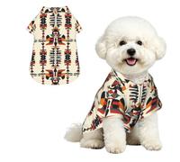 Native American Totem Patterns Breathable Hawaiian Dog Shirt Summer Button Up Top for Small Medium Dogs M