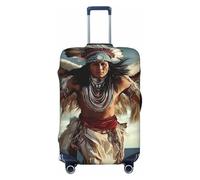 Native American Traditional Feathered Headdress and Sunset Desert Elastic Travel Luggage Cover Suitcase Protector, Print Suitcase Baggage Cover Anti-Scratch