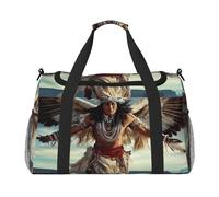 Native American Traditional Feathered Headdress and Sunset Desert Waterproof Weekender Bags Duffel Bag Large Carry On Hand Luggage Bags Foldable Tote Bag for Travel Sports Gym Dance