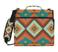 Native American Tribal Boho Pattern 3 Ringing 1.5 inch Zipper Binder Organizer with Shoulder Strap & Handle Multiple Pockets Portable Home Travel Storage Bag for Middle School