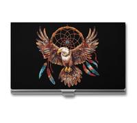 Native American Tribal Dream Catcher Eagle Business Card Holder Metal Wallet Credit Card ID Case for Men Women
