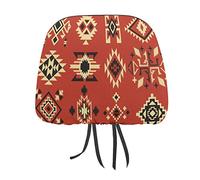 Native American Tribal Ethnic Elements Vector Pattern on Red Board 1PC Universal Car Seat Headrest Protector Covers, Soft Car Headrest Cover Interior Accessories Decoration Fit Most Cars Vehicles