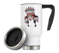Native American Tribal Girl Cute Art Vacuum Insulated Thermal Travel Coffee Mug 480ml White