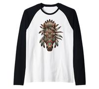 Native American Tribal Horse Western Country Style Raglan Baseball Tee
