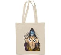 Native American tribal warrior with feathers Natural Cotton Tote Bag White