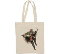 Native American tribal warrior with tomahawk Natural Cotton Tote Bag White