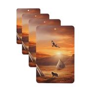Native American Tribes Car Air Freshener Cards Set of 4 Pieces Long Lasting Hanging Scented Cards for Bedroom Wardrobe Car Aromatherapy Tablets for Men Women Rearview Mirror Pendant