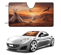 Native American Tribes Car Windshield Sun Shade - Reflector Sunshade Offers Ultimate Protection for Car Interior, Cool Reflective Sun Blocker Fits Small Sedans, Mini SUVs 55"x30"