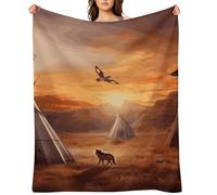 Native American Tribes Flannel Fleece Throw Blanket Soft Cozy Throws for Couch Sofa Bed Farmhouse Blanket Comfort Decorative Travel Blankets Lightweight All Season 40"x50"