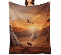 Native American Tribes Flannel Fleece Throw Blanket Soft Cozy Throws for Couch Sofa Bed Farmhouse Blanket Comfort Decorative Travel Blankets Lightweight All Season 50"x60"