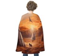 Native American Tribes Halloween Cape for Women Men Dress Up Accessory | Reversible Red & Personalized Satin Cloak Full Length Cloak Spooky Vampire Witch Cosplay Costume for Christmas, Party, Stage