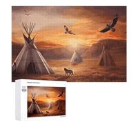 Native American Tribes Jigsaw Puzzle 1000 PCS Challenging Fun Puzzles Wooden Jigsaw Puzzles for Adults Families