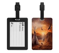 Native American Tribes Luggage Tags Suitcases - TPU Travel Bag Tags with Name Id Label and Black Loop - Unique Cute Id Labels for Women Men Suitcase Baggage Bag Backpack Instrument