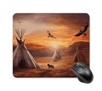 Native American Tribes Mouse Pad Square Laptop Mouse Mat Cute Computer Mousepad Keyboard Pad Non-Slip Desk Pads for Gaming Office Work Home 25 * 30cm