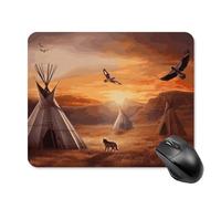 Native American Tribes Mouse Pad Square Laptop Mouse Mat Cute Computer Mousepad Keyboard Pad Non-Slip Desk Pads for Gaming Office Work Home 20 * 25cm