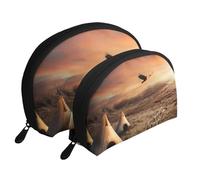 Native American Tribes Portable Shell Cosmetic Bag Set - Travel Makeup Organiser with Zipper & Inner Compartments