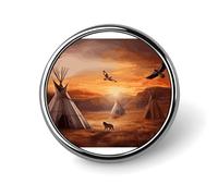 Native American Tribes Round Badge Personalized Metal Lapel Pin Badges Fit Clothing Bags Hat Humorous Printed Brooch Badge Party Decorations Accessories for Men Women