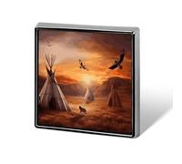 Native American Tribes Square Lapel Pin Women's Novelty Buttons & Pins Metal Badge Cute Brooch Pin Retro Pinback Badge Fashion Bag Pins for Hat Backpacks Tie Suit Wedding Party Accessory
