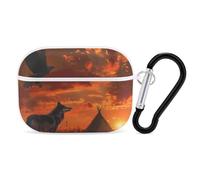 Native American Tribes Sunset Eagle Wolf Earphone Case PC Bluetooth Earbud Case Headphone Cases Compatible with Airpods Pro White-style
