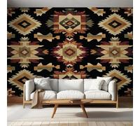 Native American Wallpaper Mural, Western Tribal Geometric Wall Mural, Non-Woven Print Photo Wallpaper for Bedroom Living Room Decor 150x105 cm