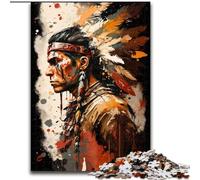 Native American Warior Adult Jigsaw Puzzles 1000 Pieces, Educational Games Home Decoration Unique Home Decor And Gifts (50x75cm)
