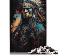 Native American Warior Jigsaw Puzzles 500 Pieces for Adults Jigsaw Puzzles for Adults 500 Piece Puzzle Educational Games 500pcs (52x38cm)
