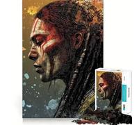 Native American Warrior 1000 Pieces Jigsaw Puzzles for Adults Clear Logic Toy Relaxing Fun Perfect Cut Elegant Gift (50x75cm)