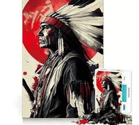 Native American Warrior Jigsaw for Teenagers 1000 Pieces Memory Boost Relaxing Fun Pattern Assembly (38x52cm)