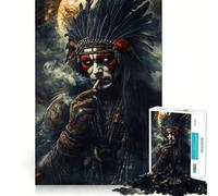 Native American Warrior Jigsaw Puzzles for Adults 1000 Pieces Logic Sense Toy Relaxing Fun Smooth Edge (38x26cm)