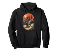 Native American Warrior on Horseback with Moon Pullover Hoodie