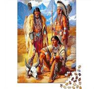 Native American Warriors 1000 Pc Eco-friendly Paper Jigsaw Puzzle Kids Beginners Fun Game Beautiful Decoration 52x38cm/1000pcs