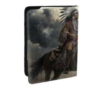Native American Warriors On Horseback Printed Passport Holder,Travel Pu Leather Passport Cover Case Organiser for Men Women,6.5 Inch