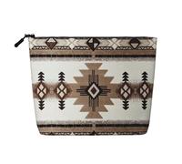 Native American Water Resistant Pouch Women's Organizer, Fake Hemp Makeup Bag Large Cosmetic Travel Case