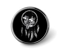 Native American Wolf Dream Catcher Round Lapel Pin Button Brooch Tie Badge Elegant Hat Clothing Jewelry Accessories