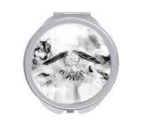 Native American Wolf Eagle Vintage Folding Make Up Mirror, Compact 2X/1X Magnification Mirror, Women Portable Travel Makeup Mirror 2.4 x 2.4 inch