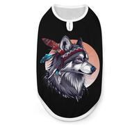 Native American Wolf Feather Dog Shirts Sleeveless T-Shirt Pet Tank Top Soft Summer Vests Clothes for Dogs And Cat 2XL
