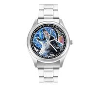 Native American Wolf Mens Casual Watch with Stainless Steel Strap Alloy Quartz Wrist Watches